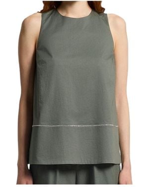 Peserico Sleeveless Bead-Trim Top - Green