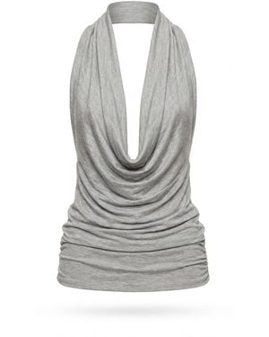 AYA MUSE Draped Halterneck Top - Grey