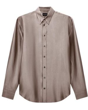 Giorgio Armani Herringbone Pattern Shirt - Brown