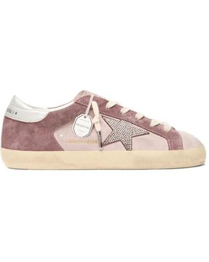 Golden Goose Super-Star Suede Crystal Glitter Trainers - Pink