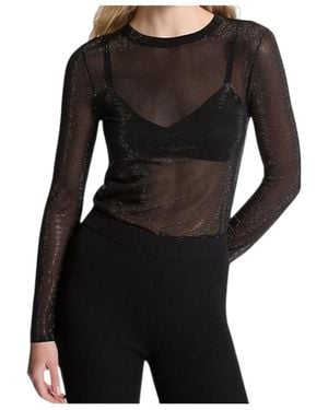 Michael Kors Michael Embellished Mesh Top - Black