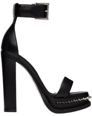McQueen Spike Embellished Ankle-Strap Sandals - Black