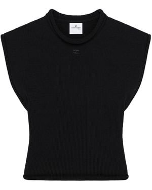 Courreges Courrges Cropped Knitted Tank Top - Black