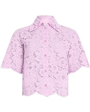 Patou Lace Short-Sleeves Shirt - Pink