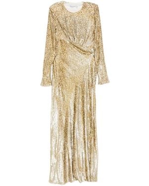 Self-Portrait Long-Sleeved Maxi Dress - Metallic