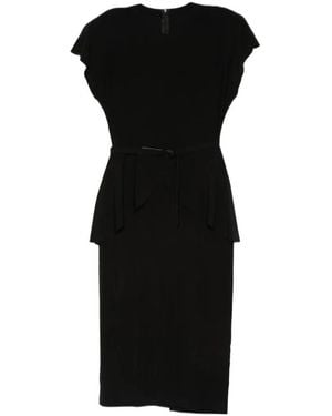 Norma Kamali Belted Peplum Midi Dress - Black