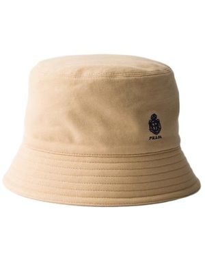 Prada Old Piqué Bucket Hat - Natural