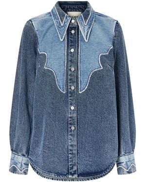 ALÉMAIS Jesse Embroidered Denim Shirt - Blue