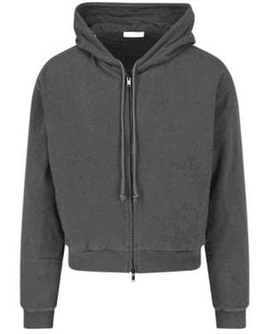 The Row Zip-Up Drawstring Hoodie - Gray