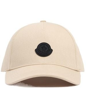 Moncler Logo Cotton Gabardine Baseball Cap - White