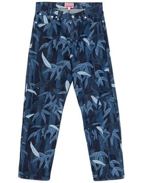 KENZO Chiku-Rin Camo' Botan Loose Jeans - Blue