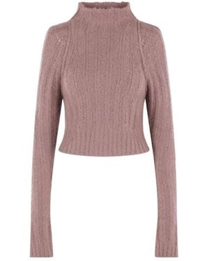 Rick Owens Cropped Mock-Neck Knitted Top - Multicolor