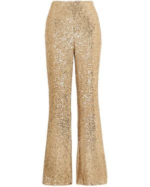 Akris Sequined Stretch Silk Mesh Flared Pants - Natural