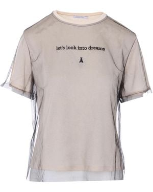 Patrizia Pepe Sheer Logo T-Shirt - Gray