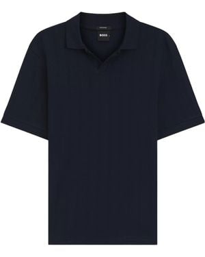 BOSS Jacquard-Knit Polo Shirt - Blue