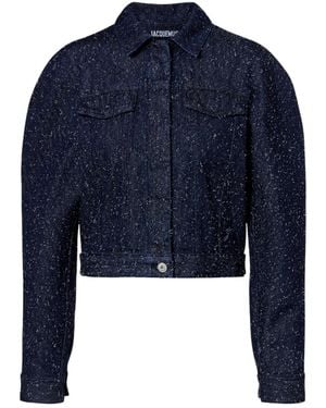Jacquemus Ovalo De-Nîmes Embroidered Denim Jacket - Blue