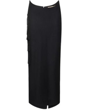 AYA MUSE A Mid-Length Half-Length Skirt - Black