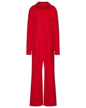 Valentino Compact Popeline Jumpsuit - Red
