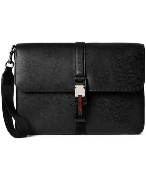 Gucci Medium Business Case With Web - Black