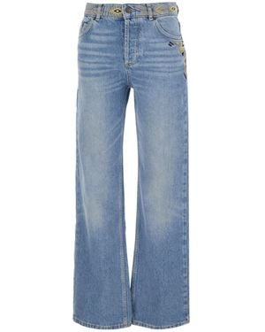 Ba&sh Rize Embroidered Wide-Leg Jeans - Blue