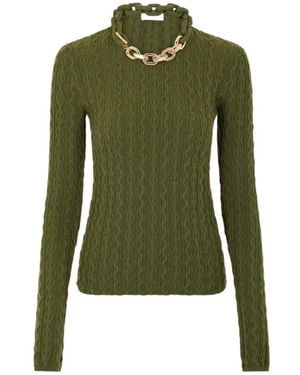 Rabanne Rabanne Chain-Detail High Neck Sweater - Green