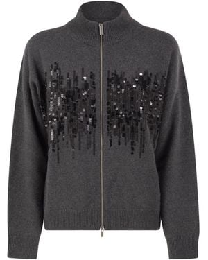 Peserico Long-Sleeve Casual Zip-Up Jacket - Black