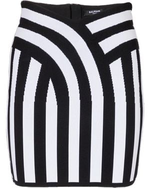 Balmain Figure-Hugging Knitted Mini Skirt - Black