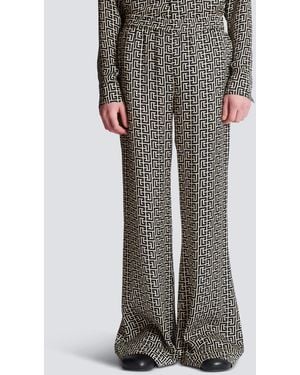 Balmain Monogrammed Flowing Trousers - Grey