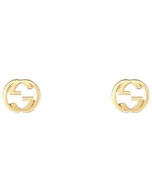 Gucci Interlocking 18K Stud Earrings - Metallic