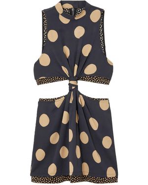 Proenza Schouler Cutout Layered Polka-Dot Stretch-Jersey Top - Blue