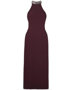 Brunello Cucinelli Embellished Halter Neck Dress - Purple