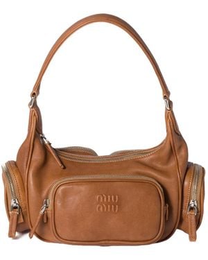 Miu Miu Pocket Nappa Leather Bag - Brown