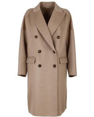 Brunello Cucinelli Double-Breasted Cashmere Coat - Natural