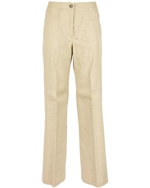 Seventy Elasticated-Waistband Pressed-Crease Pants - Natural