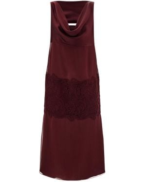 Ferragamo Silk Dress With Drape Detail - Purple