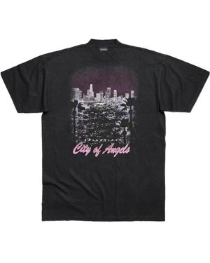 Balenciaga City Of Angels Printed T-Shirt Dress - Black