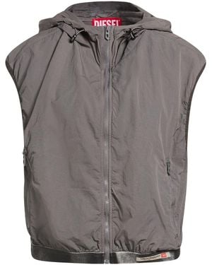 DIESEL Solid Color Sleeveless Hooded Coat - Gray
