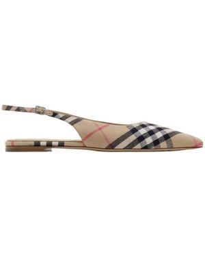 Burberry Pointed-Toe Checked Slingback Ballet Flats - Multicolour