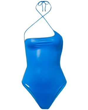 The Attico Coated Halter Neck One-Piece Swimsuit - Blue