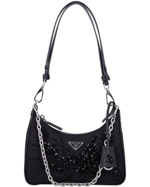 Prada Zipper Shoulder Bag - Black