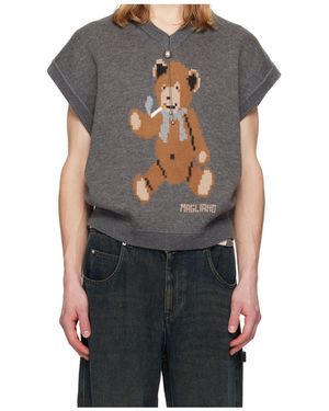 Magliano Teddy Bear Vest-Style Knit Jumper - Grey