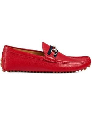 Gucci Horse Title Buckle Leisure Business Shoes - Red