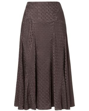 Fendi Monogrammed A-Line Midi Skirt - Brown