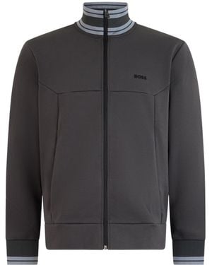 BOSS Paneled Zip-Up Track Jacket - Gray