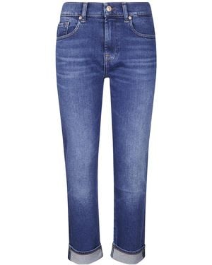 7 For All Mankind Cuffed Straight Jeans - Blue