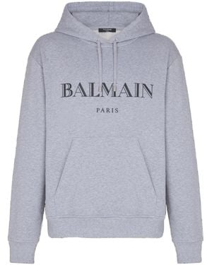 Balmain Printed Hoodie - Grey