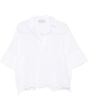 ERMANNO FIRENZE Embroidered Scalloped Top - White