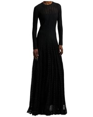 Ralph Lauren Ribbed Pleated Maxi Dress - Black