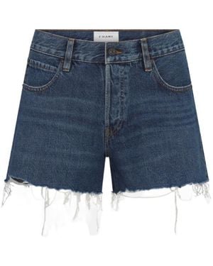 FRAME Denim Shorts With Belt Loops - Blue