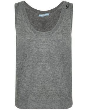 Prada Ribbed Knitted Tank Top - Grey